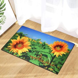 Morning View Entrance Rug Entrance Doormat Outdoor Indoor Door Mats for Entry Sunflower Welcome Mat Floral Rubber Backing Rugs for Entryway Decorative Inside Floor Mats Absorbent Non Slip 30×18 Inch