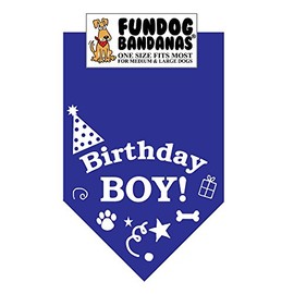 Birthday Boy Dog Bandana (One Size Fits Most for Medium to Large Dogs, Royal Blue)