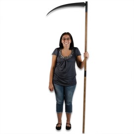 Grim Reaper Sickle | 24" Black Forged Curved Blade | Realistically Carved Wood Handle | Disassembles for Storage & Transport | Great for Cosplay and Costumes | 79" Overall Length