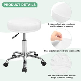 M METERXITY 2-Pack Bar Stool Covers Round, for 12-14 Inch Velvet Washable Stool Cushion Slipcover with Elastic Bands for Bar Stool/Round Cushion [White]