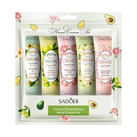 Hand Cream Gift Set, 5 Natural Fragrances, Moisturising Hand Care Collection with Avocado, Olive, Rose, Chamomile and Sakura