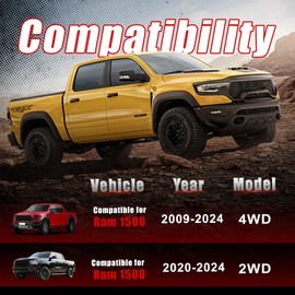 2.5" Front + 1.5" Rear Leveling Lift Kits for 2009-2024 Ram 1500 4WD, 2020-2024 Ram 1500 2WD, 2.5" Suspension Strut Spacers