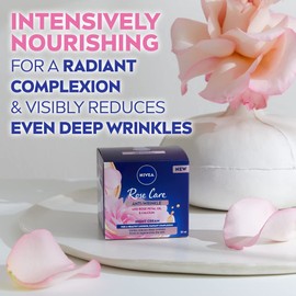 NIVEA Rose Care Anti-Wrinkle Night Cream (50ml), Anti-Wrinkle Face Cream with Nourishing and Skin Firming Properties Made with Rose Petal Oil, Calcium, and Creatine