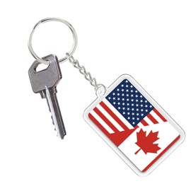 2 PCS Canada USA Flag Keychain, Canadian American Tag Keyring Key Chain for Car Motorcycle Auto