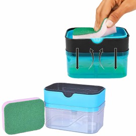 SUL Kitchen Soap Dispenser and Sponge Holder, Soap Dispenser Pump, Kitchen soap Dispencer set Hold Sponges,Dish soap dispenser for Kitchen Sink Bathroom