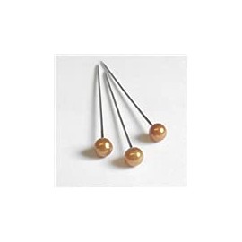 100 Pearl Pins 4cm - Wedding Florist Bouquet Buttonhole Craft - Choose Colour (Gold Pearl)