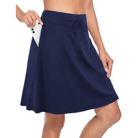 BLEVONH Falda de golf para mujer, 20 pulgadas, longitud a la rodilla, faldas de tenis con cordón en la cintura y bolsillos, Azul Real, XXL