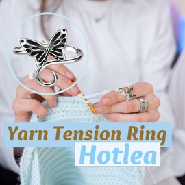 4 Pieces Crochet Ring for Finger Adjustable Yarn Tension Rings for Crocheting Yarn Guide Knitting Rings Crochet Tools