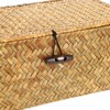 Hipiwe Wicker Shelf Baskets Bin with Lid, Handwoven Seagrass Basket