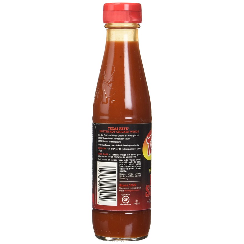 Texas Pete Hotter Hot Sauce, 6 Ounce (4 Bottles)