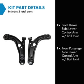 TRQ Front Lower Control Arm with Ball Joint Set Compatible with 2012-2017 Fiat 500