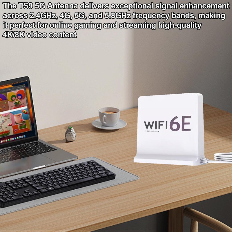 Tri-Band WiFi Antenna with 12dBi Gain and TS9 Connector –