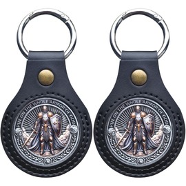 Strugglejewelry 2PCS Premium Leather Christian Challenge Coin Holder - Handmade Keychain for 1.60-Inch Coins - Displays Both Sides of Faith Tokens - Waterproof Scratch-Resistant PVC