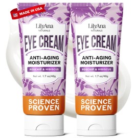 LilyAna Naturals Eye Cream for Dark Circles and Puffiness, Under Eye Cream for Wrinkles and Bags, Anti Aging helps Improve Dryness; for Sensitive Skin (1.7 Ounce, Pack of 2)