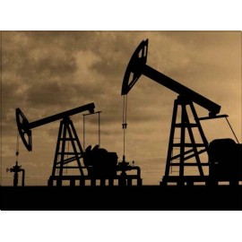 Wall Art Giant Pump Jack IV | Canvas or Framed Print | Various Sizes - Framed Art with Double Mat, 24X30