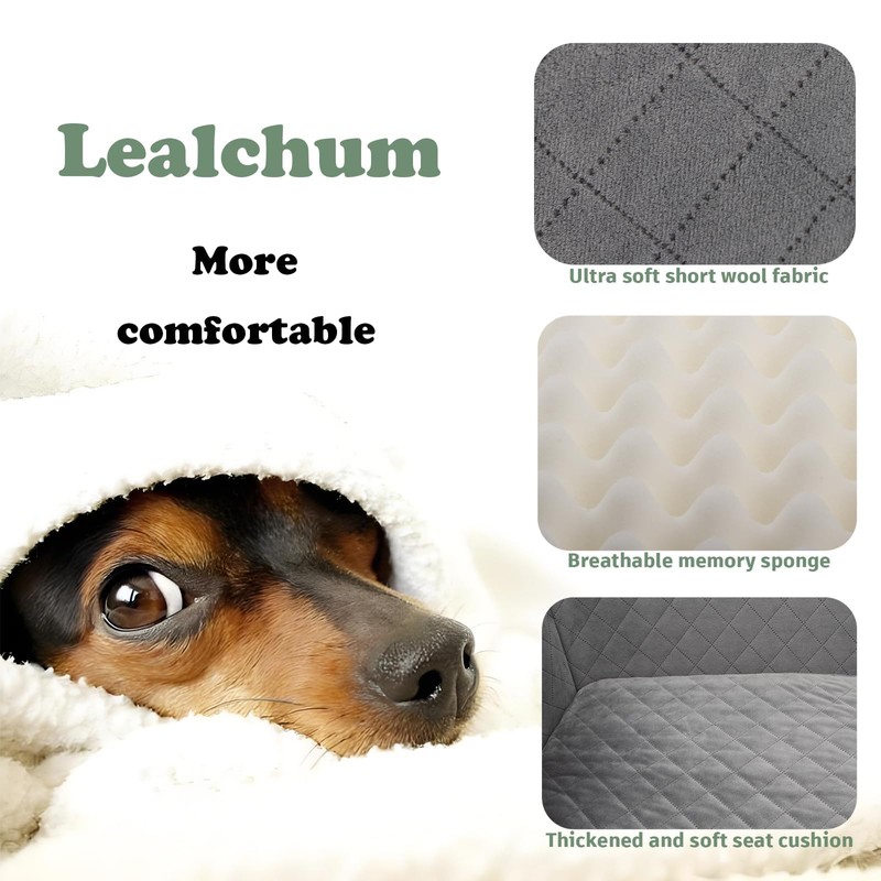 Lealchum Dog Car Seat for Medium/Large Dogs,2 Clip-On Safety Leashs