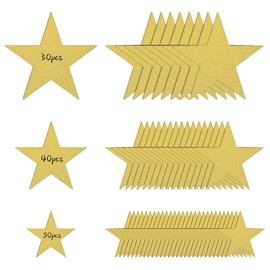 Ktxaby Pack of 120 Gold Glitter Stars Cut-Outs 15 cm 12 cm 8 cm Decorative Stars Paper Stars Decorations for Wedding Birthday Christmas Party Wall Decoration Crafts (3 Sizes)