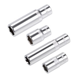 uxcell 1/4-inch Drive by 8mm & 10mm Deep and Shallow Socket Set, 6-Point CR-V Steel