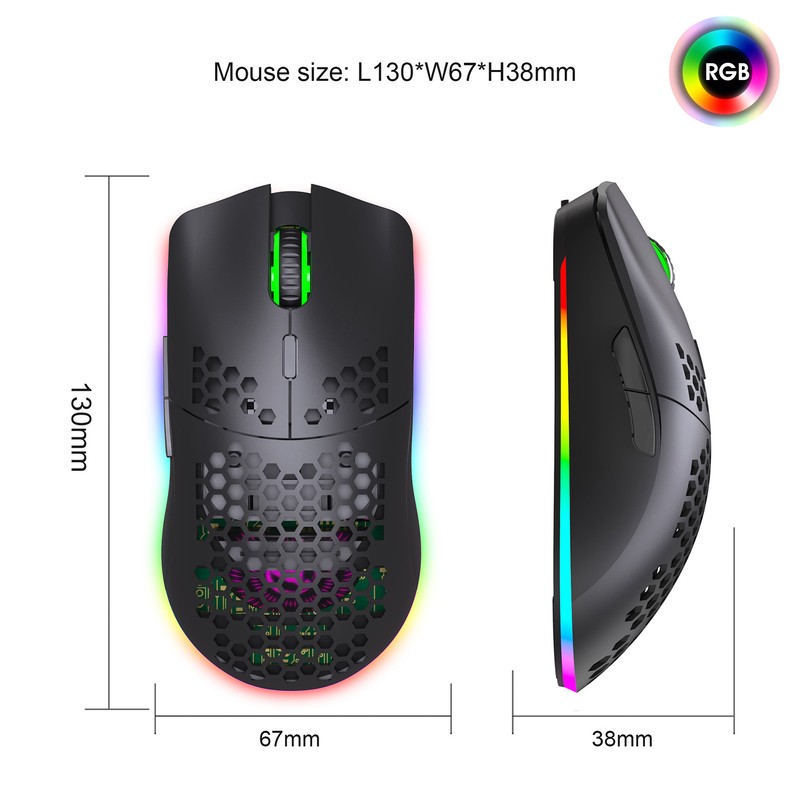 HXSJ T66 RGB 2.4G Wireless Gaming Mouse RGB Lighting Charging