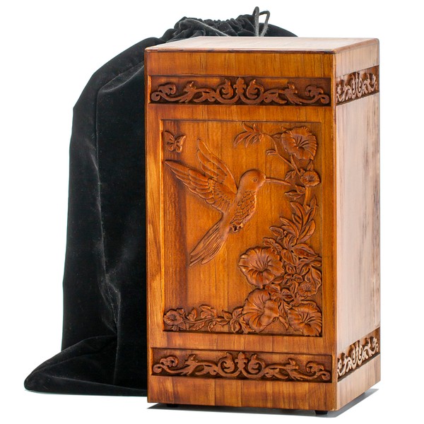Wooden Urns for Human Ashes Adult - Hummingbird Urn,250 lbs,Decorative