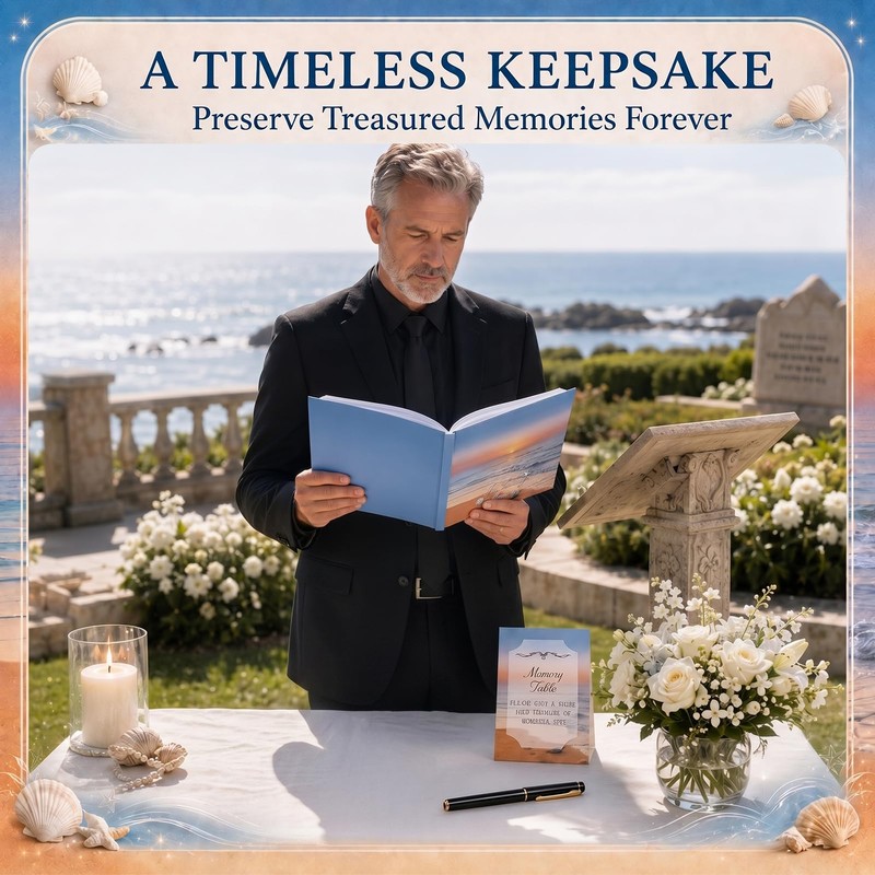 Funeral Guest Book for Memorial Ocean Beach