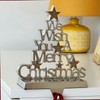Christmas Stocking Hanger 16cm Merry Christmas Chrome Silver Gold Stars