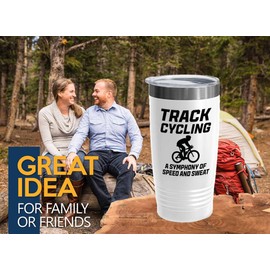 Track Bicycle Racing White Edition Viking Tumbler 20oz - Track Cycling - Bike Lover Mountain Biker Road Racer Sport Trails Bicycle Wheelie Rider Track Gymnast
