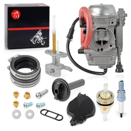 Carburetor Carb and Fuel Valve Petcock + Lever Intake Manifold For Kawasaki Prairie 360 KVF360 4x4 2003-2013