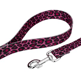 Country Brook Petz - Pink Leopard Dog Leash - Animal Prints Collection with 9 Wild Designs (6 Foot, 1 Inch Wide)
