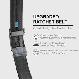 FALAN MULE Mens Belt,Slide Leather Ratchet Belt for Mens