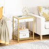 HOOBRO Side Table with Charging Station, End Table with USB