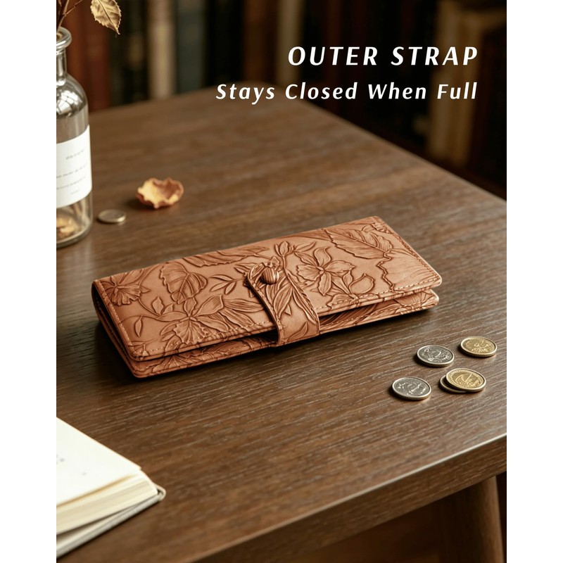 Unilily Slim Wallet Women RFID Blocking Vegan Leather Bifold Clutch