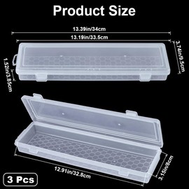 GORGECRAFT Pack of 3 Translucent Plastic Brush Holder, Organiser Storage Box for Drawing Tools, Long Watercolour Pencil, Pencil Container, Buckle Design, Crafts, Office Supplies