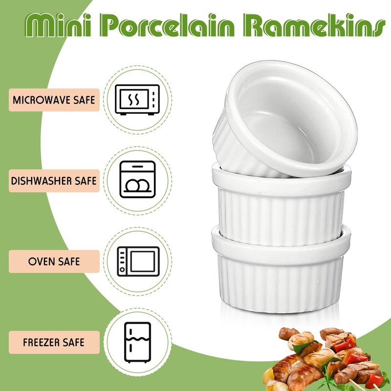 Amyhill 24 Pcs 1 oz Mini Ramekins Small Porcelain Tiny