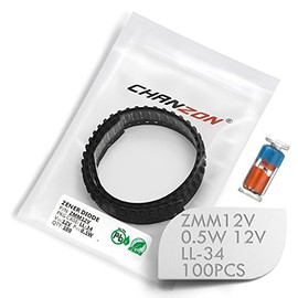 (Pack of 100 Pieces) Chanzon SMD Zener Diode 0.5W 12V ZMM12V ZMM12 LL-34 (SOD-80 MiniMELF / 1206) 0.5 Watt 12 Volt Silicon Glass Zener Diodes