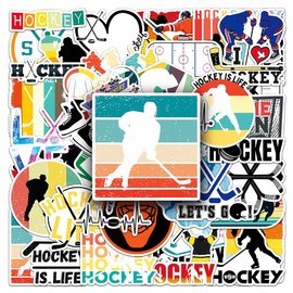 50Pcs Ice Hockey Stickers Waterproof Vinyl Decals for Adult Teen Kids Cup Water Bottles Laptop Luggage Computer Mobile Phone Guitar Skateboard Decoration