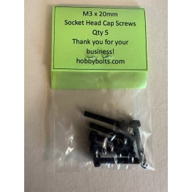 Hobby Bolts M3x20mm Socket Head Cap Screws. Qty:5 Each. RC Car, Micro Fastener