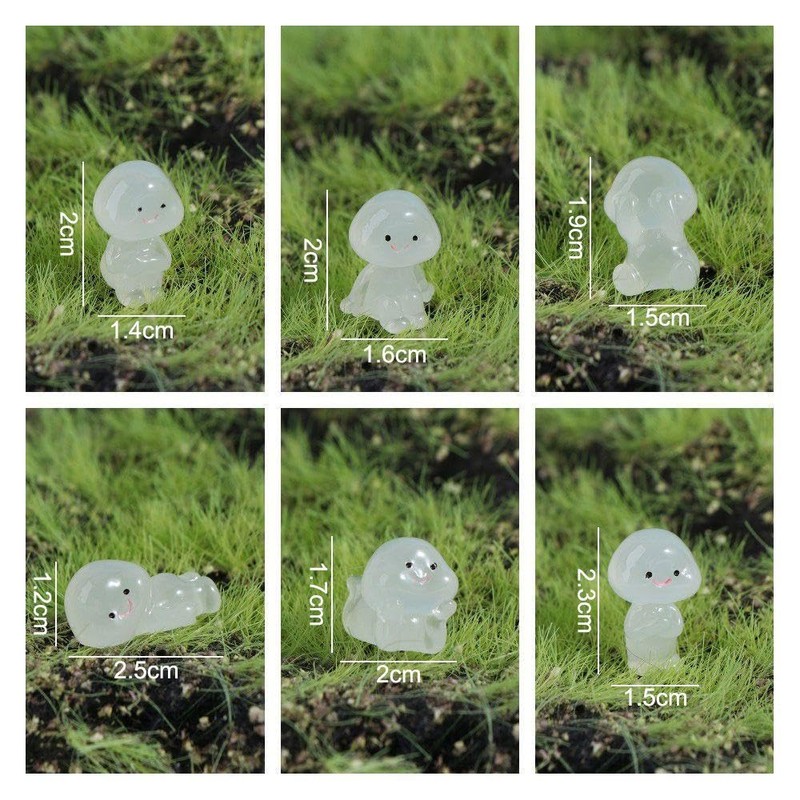 Vctitil 6Pcs Glow in Dark Cartoon Small People Figurines Luminous