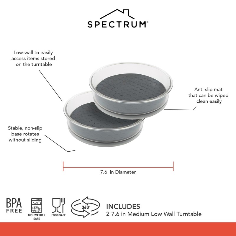Spectrum Small Lazy Susan Organizer 7in for Cabinets Refrigerator Pantry