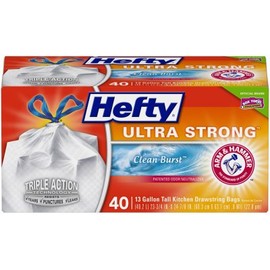 Hefty Reynolds Consumer Products 00E84557 Ultimate Gripper Tall Kitchen Trash Bags, Clean Burst, 38-Ct, 13-Gall - Quantity 6