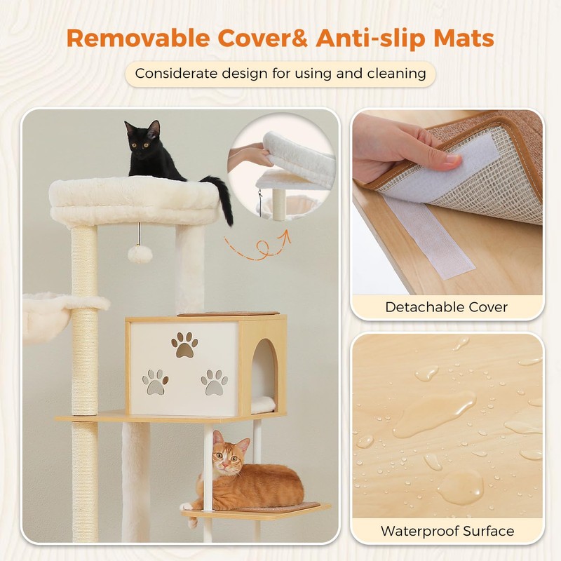 PAWZ Road Large Cat Tree with Food Station, 74.8 Inches