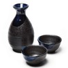 Tokkuri Ochoko Set, Kurobuki Blue Ryu Tokkuri (Small), Set of