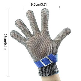 ThreeH Guantes resistentes al corte de acero inoxidable 316L Guantes de malla de alambre Guante de trabajo de protección de nivel 5 GL09 XL(1 pieza)