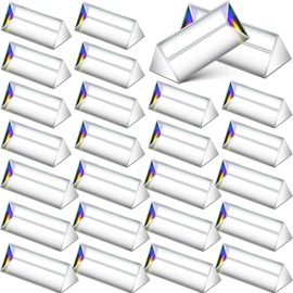 SiliFine 24 Pack Clear Triangular Prisms Bulk 2. 5 Inch 4 Inch Crystal Optical Prisms Glass Physics Teaching Refracted Light Spectrum Rainbow Light Photography Props