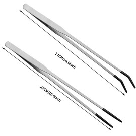 2 Pcs Long Tweezers Reptile Lizards Gecko Feeding Tongs Stainless Steel Rubber Tipped with Straight & Curved Head Feeder Tool for Aquarium Terrarium