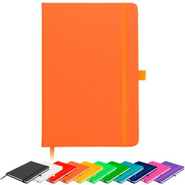 Savvy Bee Blanco Basic A5 Unlined Plain Page Notebook New Hardback Journal with pen loop, elastic closure, ribbon marker and pen loop Notepad Note Book Notes Diary Pad (Orange)