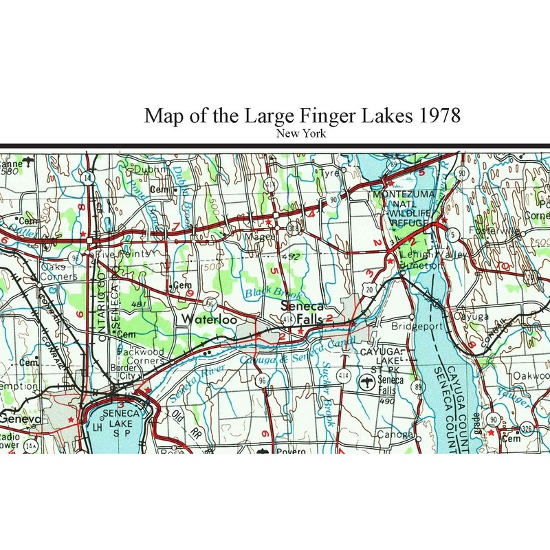 Large Finger Lakes - 1978 Old Topographical Map USGS 30x60