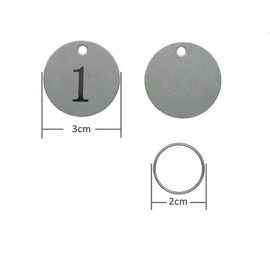 Metal Numbered Keyring with Key Rings (1-50), silver