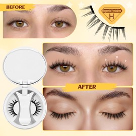 QUEWEL Magnetic Eyelashes Natural Look, Portable Magnetic Eyelashes with Applicator, Improved Eyelashes Magnetic, More Comfortable and Matching to Wear, Easy to Apply and Remove (NZ-H)