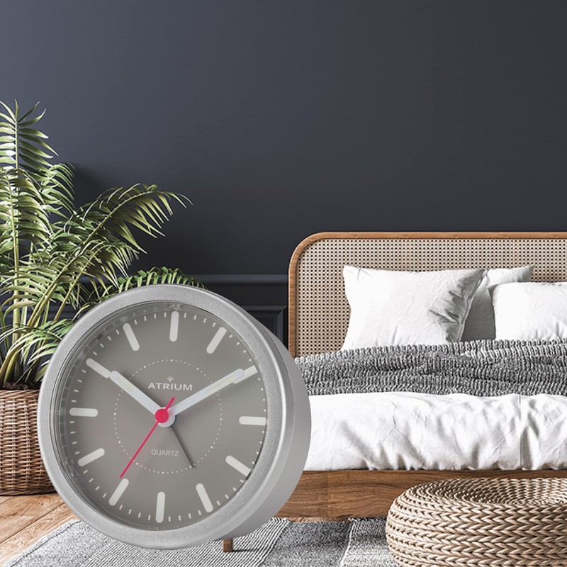 Atrium moderner Design Wecker Analog Quarz ohne Ticken mit Licht
